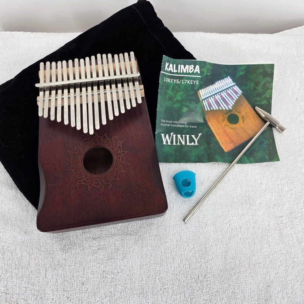 Winly 17 Key Kalimba Thumb Piano Mahogany Wood Mbira with Tuning Hammer and Bag - Picture 1 of 4